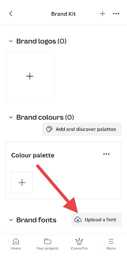 Click on Upload a font