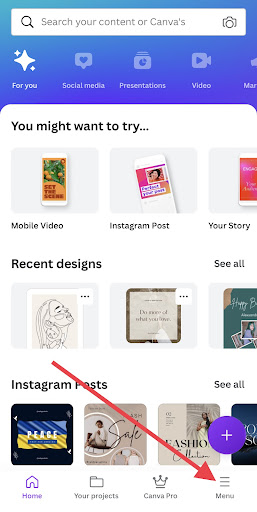 Click the Menu icon