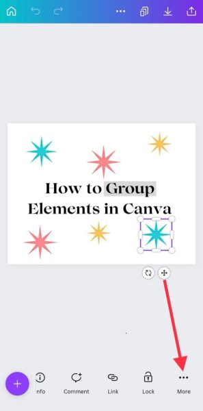Tap an element and select the More option