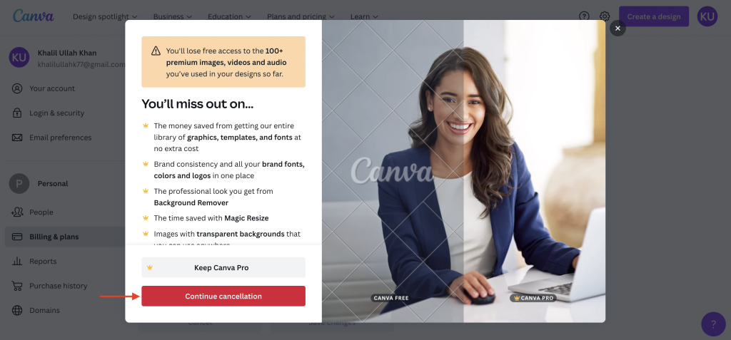 Cancel your Canva Subscription
