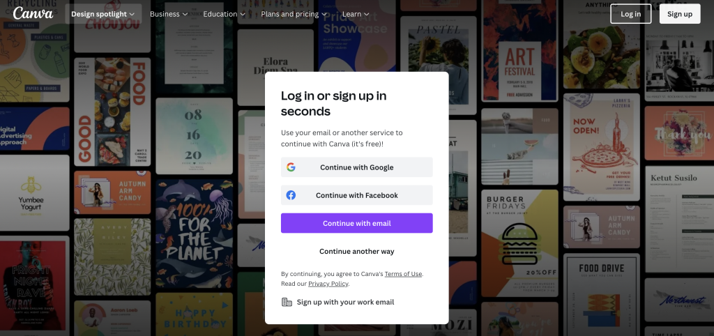Log in to Canva