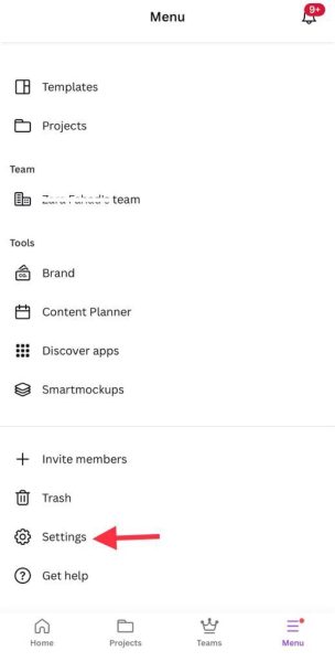 Scroll down to select Settings