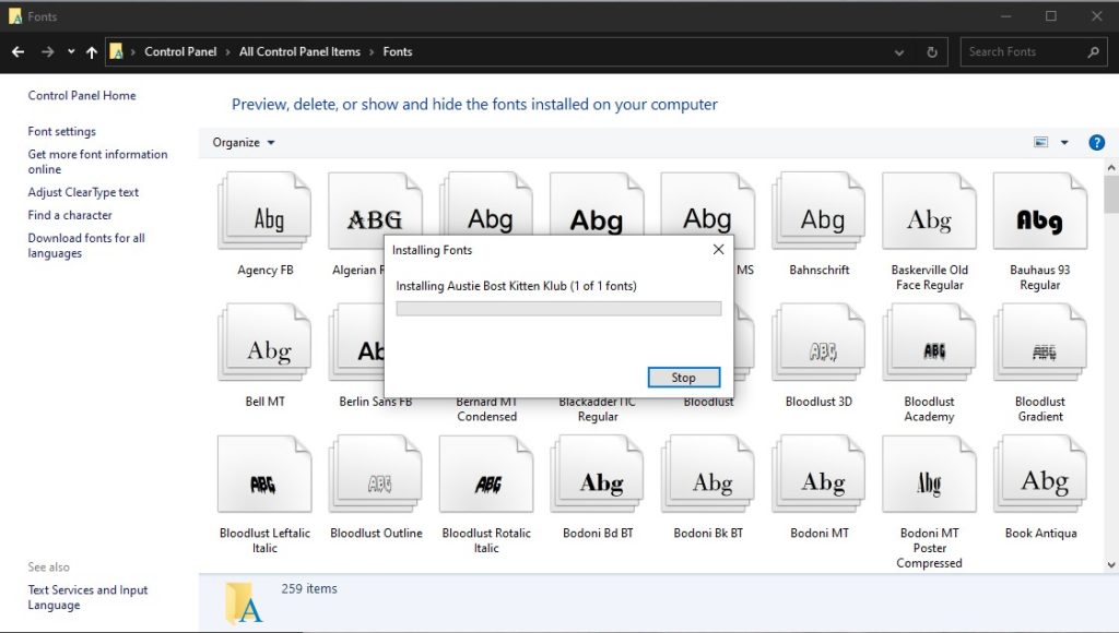 Installing fonts on your PC