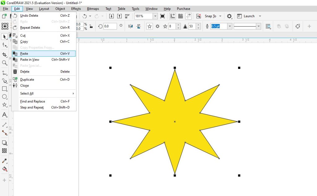 Paste in CorelDRAW Edit