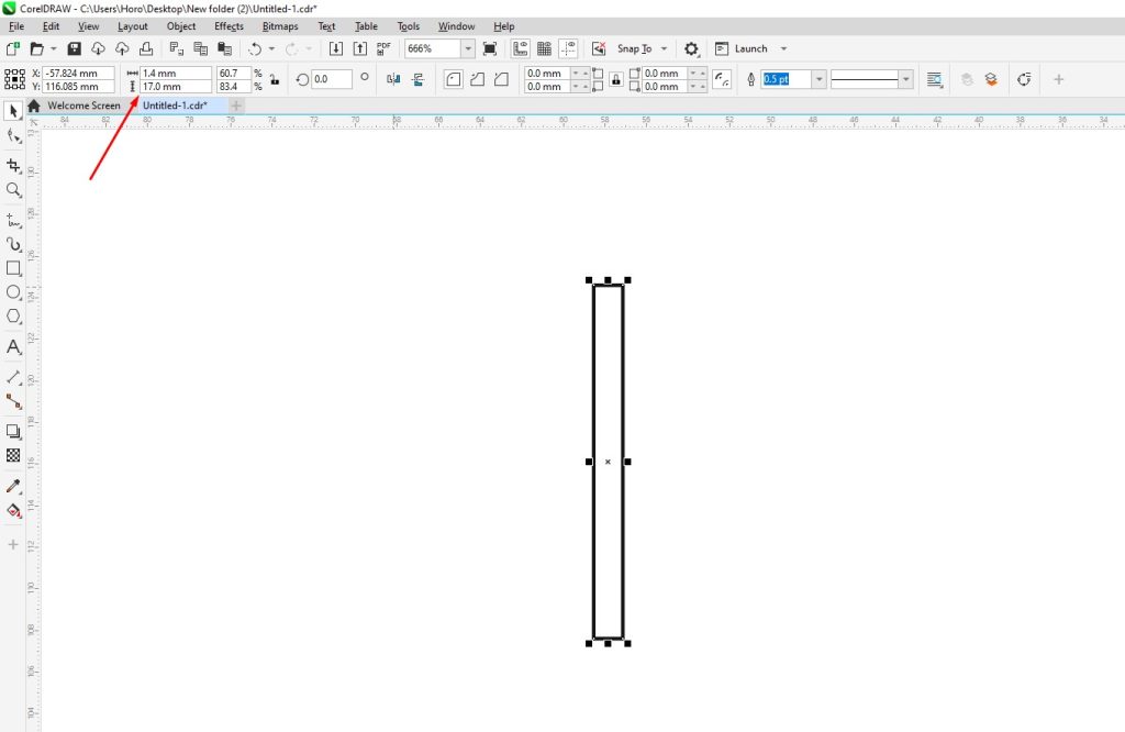 CorelDRAW Drawing a rectangle for the door