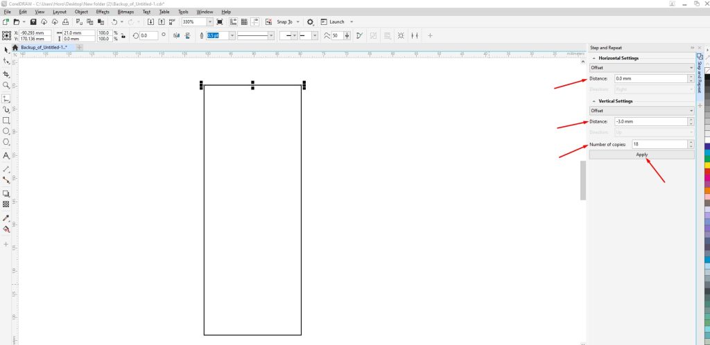 CorelDRAW Paste and Repeat options