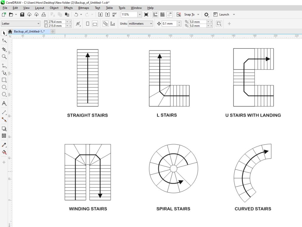 CorelDRAW different stairs