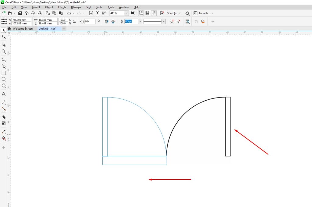 CorelDRAW double door