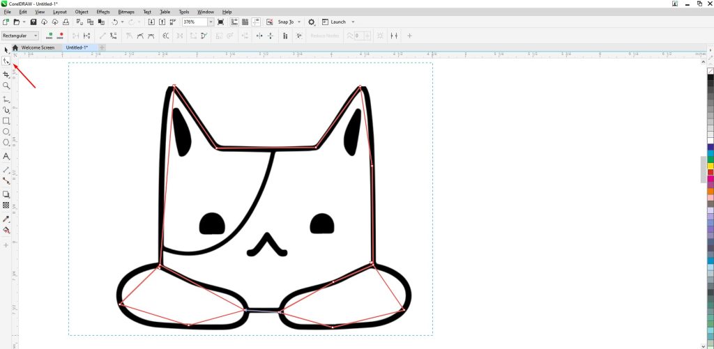 Creating the outline with Freehand tool
