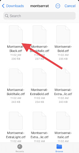 Choose a font style to upload