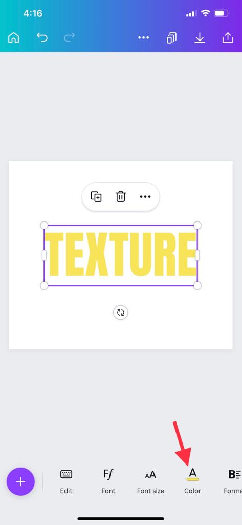 Adjust the text's color using the color picker