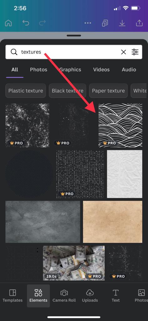 In the search bar, type textures