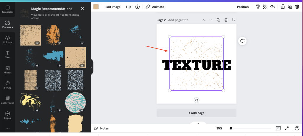 Insert the texture in your design