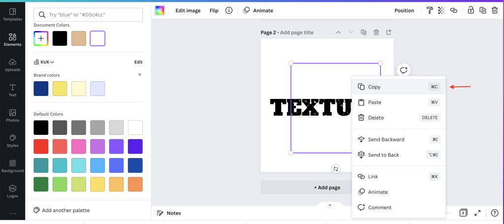 How to duplicate a texture on Canva