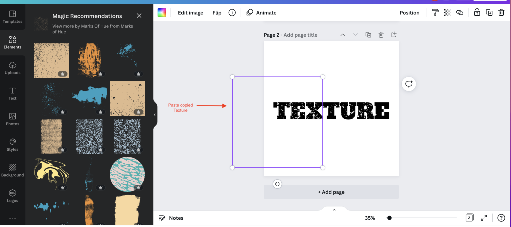 How to increase texture on Canva
