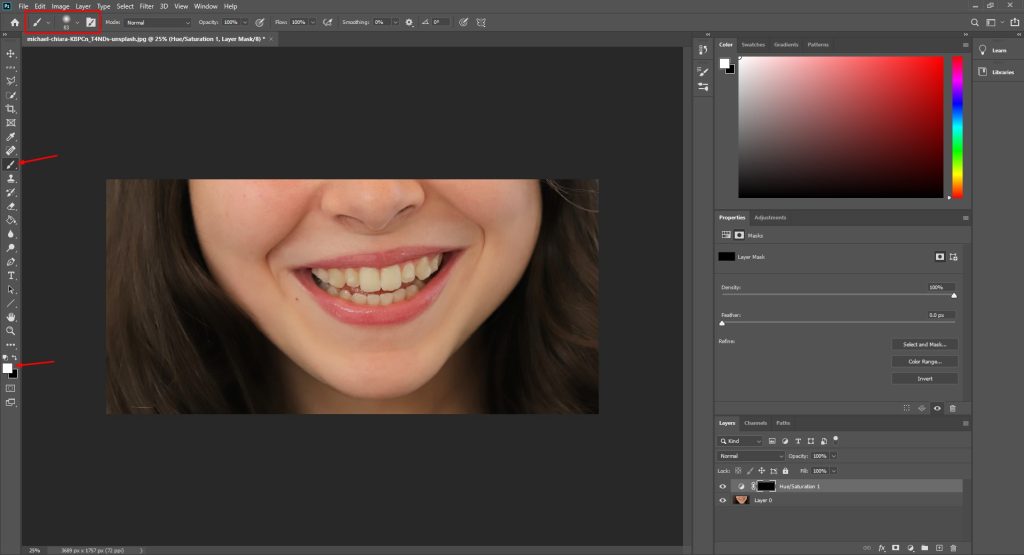 Select the brush tool