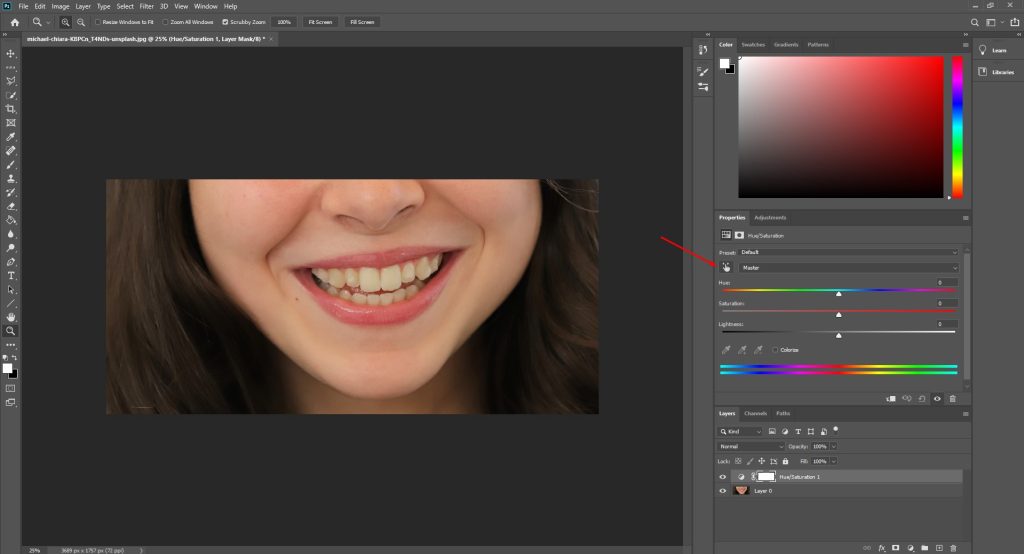The Hue/Saturation options