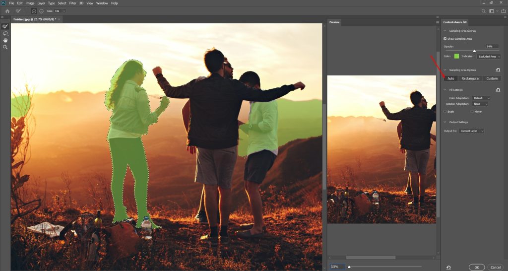 Adjust the Content-Aware Fill tool