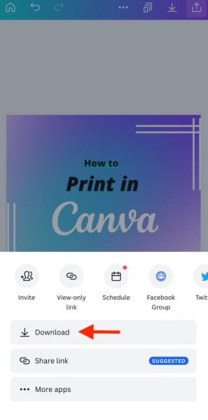 Tap on download to save design on device
